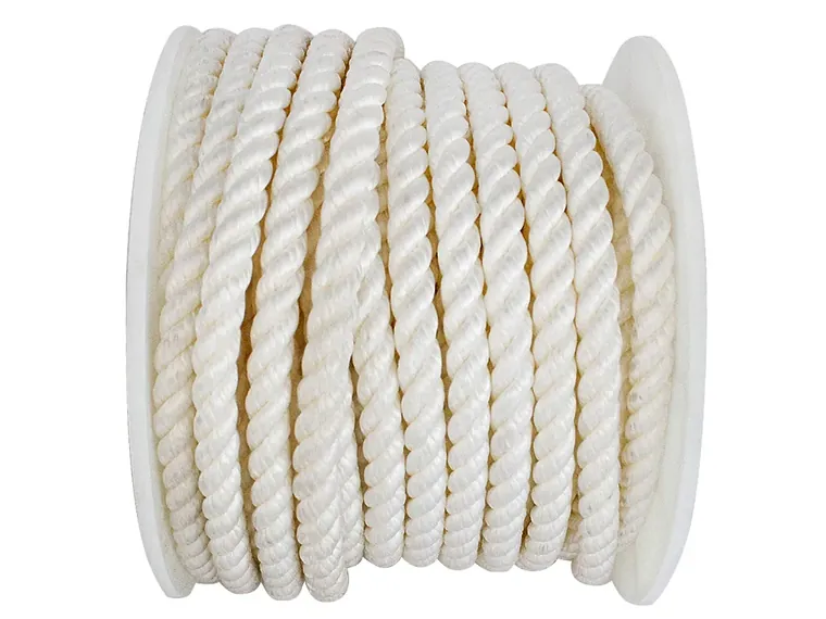 Twisted nylon rope in 3 and 4 strand