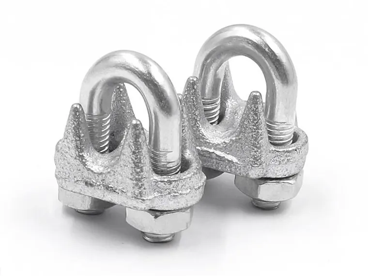 Malleable wire rope clip, electro-galvanized