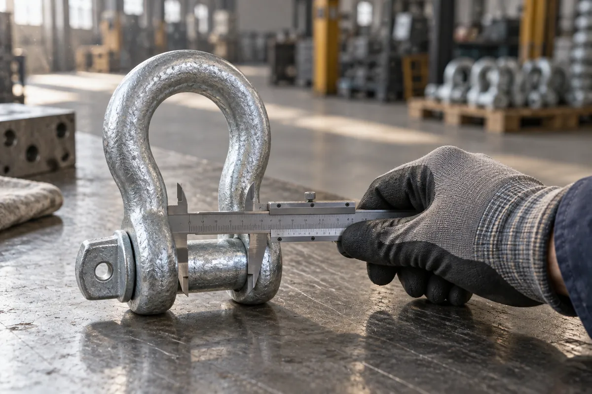 A shackle measured before shipment
